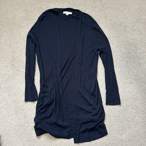 LOFT Deep Blue Ribbed Cardigan